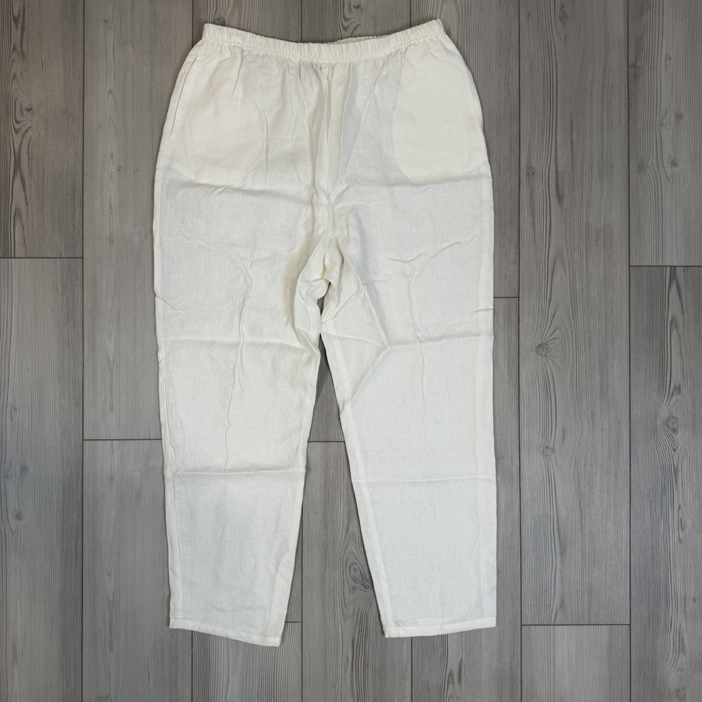 David Dart Sz XL White 100% Linen‎ Pull On Pants Elastic Waist USA